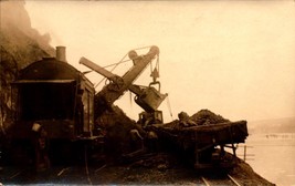 Vintage Real Photo POSTCARD-VINTAGE Steam Shovel At Work On Mountain Side BK56 - £4.09 GBP