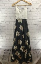 Blooming Jelly Summer Asymmetrical Floral Maxi Dress Lace Top Lined Sz M Med - £18.17 GBP