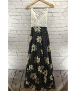 Blooming Jelly Summer Asymmetrical Floral Maxi Dress Lace Top Lined Sz M... - $22.76