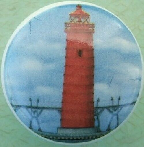 Ceramic knob Light House Lighthouse Grand Haven MI #2 - $4.55