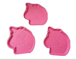 Unicorn Plates 3pk Your Zone Plastic Shaped Kids Pink Color Microwave Safe - £7.37 GBP
