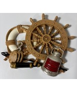 Vtg Burwood 70s Nautical Themed Wall Decor Ship Wheel Lantern - $12.96