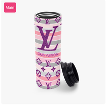 Luxury Designer Inspired 17oz Travel Tumbler - Pink Purple Glitter Pattern - $614.10 MXN