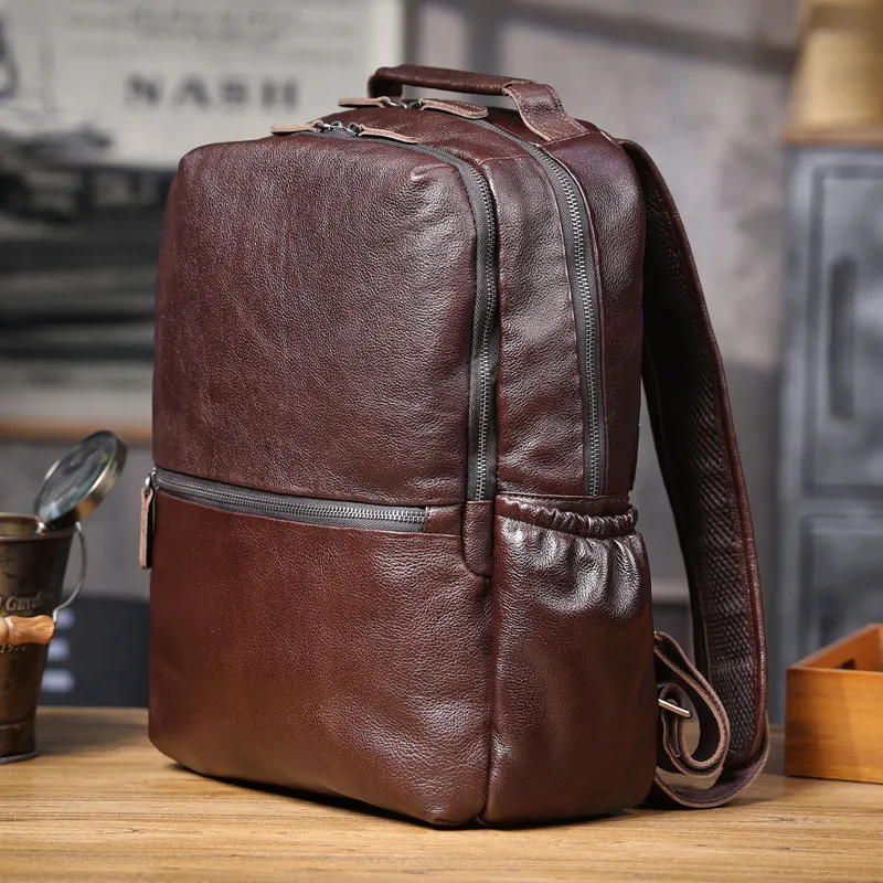 Men Genuine Pure 100% Guaranteed Leather Backpack Laptop Travel Bag Cowh... - €296,88 EUR
