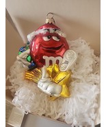 Kurt Adler Hand Blown Glass Polonaise Ornament Red M&amp;M With Santa Hat Gi... - $35.56 CAD