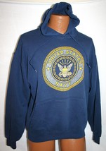 Vintage 90s US NAVY Double Sided 50/50 Pullover Hoodie SWEATSHIRT L USN ... - £46.92 GBP