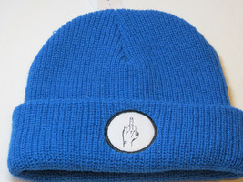 Vibetown beanie knit hat skull cap NEW RARE blue 040 bird middle finger ... - £20.50 GBP