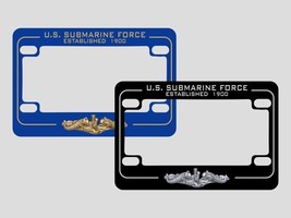 Navy Submarine Force Gold Or Silver Dolphin Motorcycle License Plate Frame - £22.42 GBP