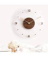 Large modern wood wall clock, Round glass art clock, Silent wooden digit... - £79.01 GBP