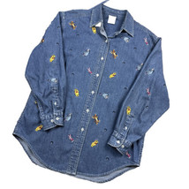 The Disney Store Winnie The Pooh Friends Chambray Denim Shirt Embroidered M - £19.32 GBP