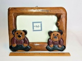 Picture Photo Frame Teddy Bear Wood Naturalistic Rustic Cabin Mandalay  - $27.67