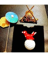 Vintage 18 carat gold plated I love golf pin~birdy pin~golf stick pin~ l... - £22.57 GBP