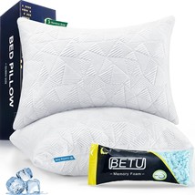 Cooling Pillows Queen Size Set of 2, Shredded Memory Foam Cool Pillows, White - $29.69