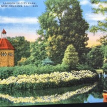 Lagoon in City Park Postcard Linen Vintage New Orleans USA Louisiana 1948 - £7.95 GBP