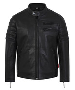 Customized Men&#39;s Black Motorcycle Racing Fashion Leather Jacket Genuine ... - £152.24 GBP