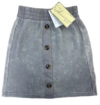 Vintage Havana Women&#39;s Mini Skirt Elastic Waist w/ Button Details Size L Gray - £10.04 GBP