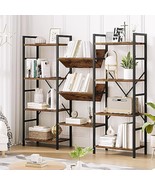 Triple Wide 4 Tier Book Shelf, Tall Bookshelf With Open Display Shelves,... - $144.99