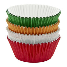 Wilton Christmas 48 Ct Foil Red, Green, Silver, Gold Baking Cups Cupcake... - $5.34