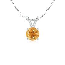 ANGARA 0.45 Ct Natural Citrine Round Shape Pendant Necklace in Sterling ... - $141.55+