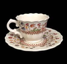 Vintage Vernon Kilns Desert Bloom Footed Tea Cup And Saucer - £14.50 GBP