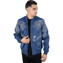 Mens Platini Bamber Jacket with Lion Rhinestone Design Zip up BMJ8133 Blue image 2