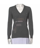 Christopher Kane Grey Wool Cashmere Hotfix V Neck Jumper Sweater  X Large - £390.82 GBP