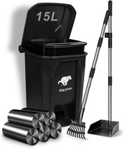 Dog Poop Trash Can Outside With Pooper Scooper, Dog Waste Trash Can With Lid, Pe - £42.46 GBP