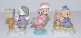 1999 Set Of 3 Precious Moments Miniature Holiday Winter Wonderland Figurines - £13.18 GBP