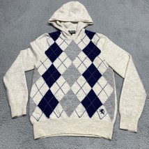 Express Sweater Hoodie Argyle Teen Medium Merino Wool Pull Over Hooded - £18.68 GBP