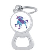 Watercolor Unicorn Bottle Opener Keychain - Metal Beer Bar Tool Key Ring - $10.77