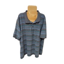 Haband Shirt Mens XXL Blue Gray Short Sleeve Polo Striped Casual - £10.89 GBP