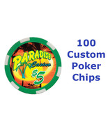 100 Custom Poker Chips : Both sides printed in Full Color with your designs - £84.12 GBP