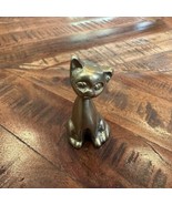 Vintage Mid Century Modern Solid Brass Cat Kitty Figurine 2.5&quot; Tall - $19.80