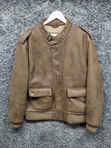 Vintage Ruff Hewn Faux Leather Jacket Adult Large Sherpa Lined Bomber - $37.02