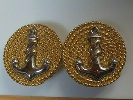 Vintage Signed Paquette Large Two-tone Nautical Anchor Belt Buckle - $57.42