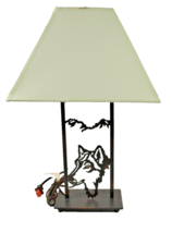 Lazart 19 inch Wolf Head Metal Lamp with Shade New in Box Rustic Cabin/Hunting - £38.58 GBP
