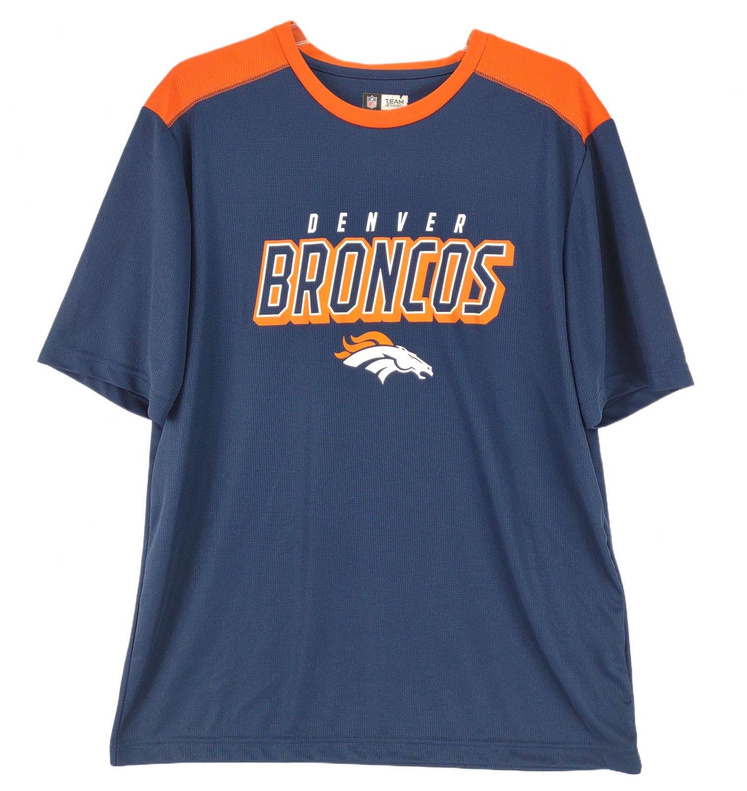 Primary image for NFL Team Apparel DENVER BRONCOS Men's Athletic Jersey T-Shirt,  XL Navy & Orange
