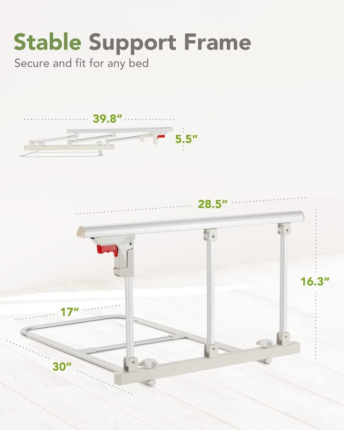 OasisSpace Folding Bed Safety Guard Rail Bar Handle for Elderly 28.5" x 16" Item image 2