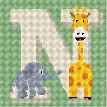 Pepita Needlepoint kit: Letter N Baby Animals, 7&quot; x 7&quot; - $50.00+