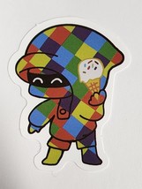 Patchwork Looking Figure with Ice Cream Cone Multicolor Sticker Decal Super Cool - £1.83 GBP