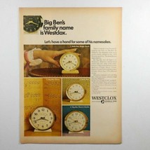 Vtg Westclox Big Ben Tabletop Clock Alarm Print Ad 10 3/4 x 13 3/4 - £10.66 GBP
