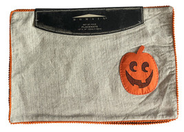 Halloween Gray Pumpkin Cutlery Pocket Set Of 4 Placemats 13x19&quot; Pom Pom Edge - £28.39 GBP