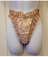 Vintage Victorias Secret Gold Label Peachy Silky Lace Trim THONG Panties... - $48.37