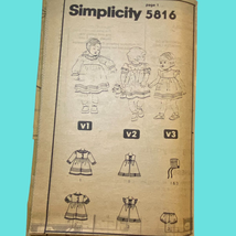 Simplicity 5816 Dress Pattern Toddler 1 1982 Uncut Complete No Envelope Prairie - £7.76 GBP