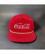 VINTAGE Coca Cola Hat Cap Snap Back Red Corduroy Enjoy Spell Out Logo Mens  - $738.54 MXN