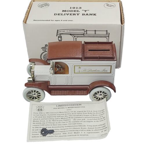 ERTL Limited Edition THE DEARBORN INN 1913 MODEL T VAN Bank with Key And Box  - $35.52