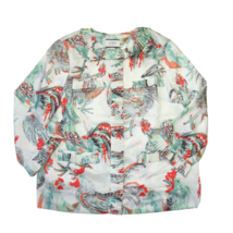 NWT J.Crew Collection Pleated Button-Front Blouse in Ratti® Roosters Print S - £94.14 GBP