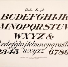 Italic Script Font Example 1899 Victorian Craft Supply Drawing Ephemera ... - $19.99