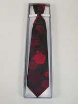 Men's Vito Rofolo From Italy Tie Hankie Gift 100% Silk VR-29 Black Red Floral image 3