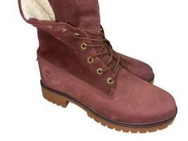 Timberland Women Jayne Waterproof Fold Down Leather Burgundy Boots A1SGJ Size 7 - £27.80 GBP